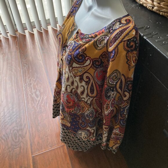 Joseph A Colorful Button Down Paisley Cardigan Sweater 1X - Picture 4 of 10